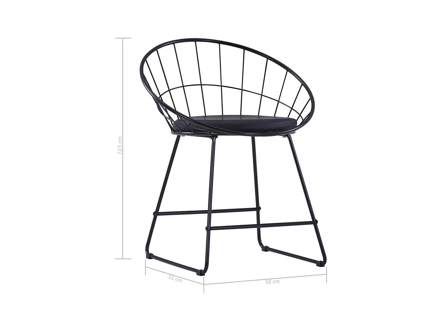 Chaises à manger similicuir lot de 4 noir acier