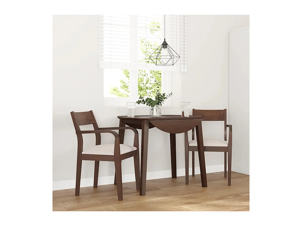 Chaises à manger coussins 2 pcs marron bois massif caoutchouc