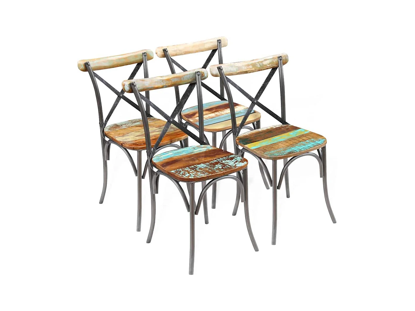 Chaises à manger lot de 4 bois de récupération solide