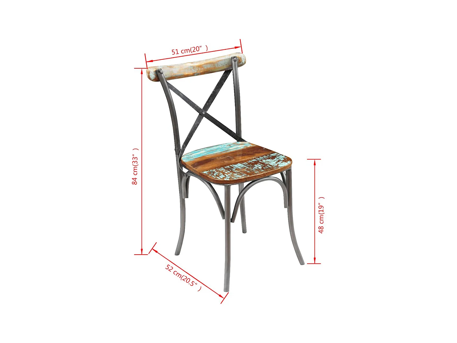 Chaises à manger lot de 4 bois de récupération solide