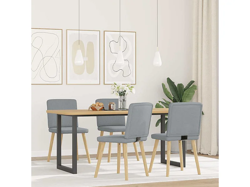 Chaises à manger lot de 4 gris clair tissu