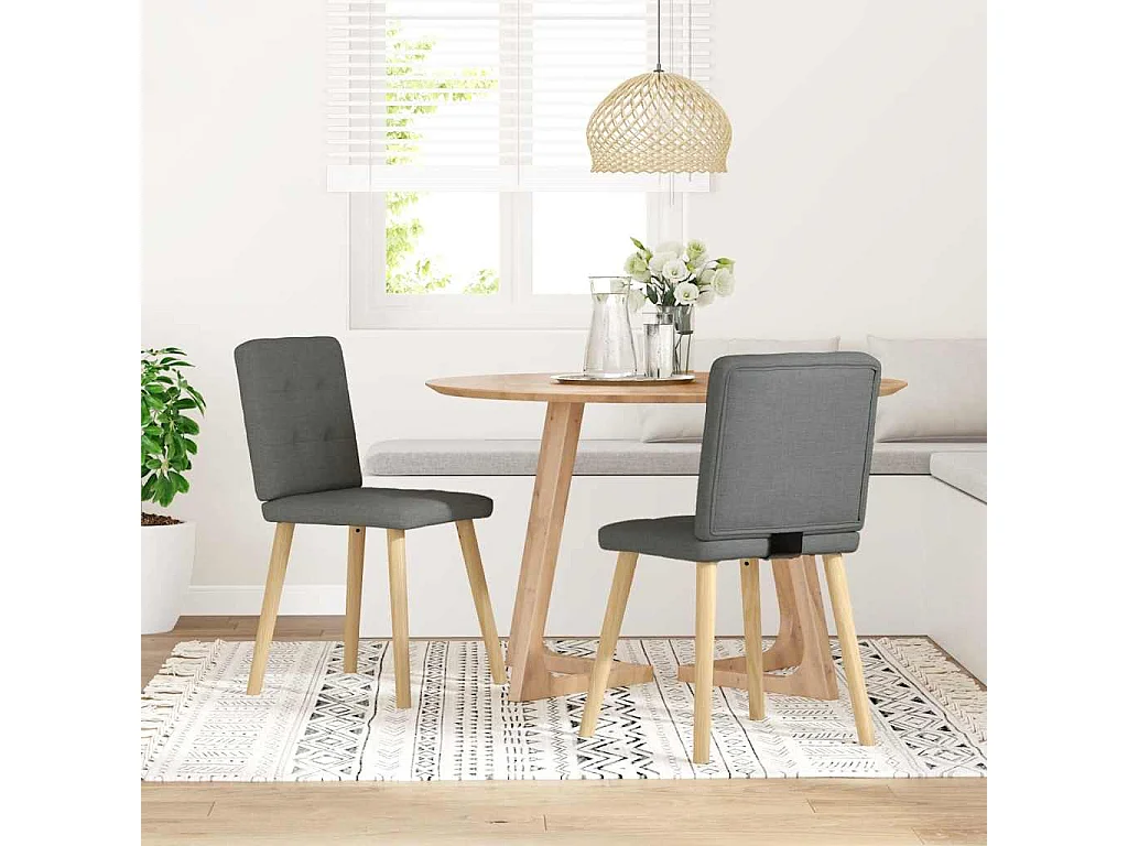 Juego de 2 sillas de comedor de tela gris oscuro