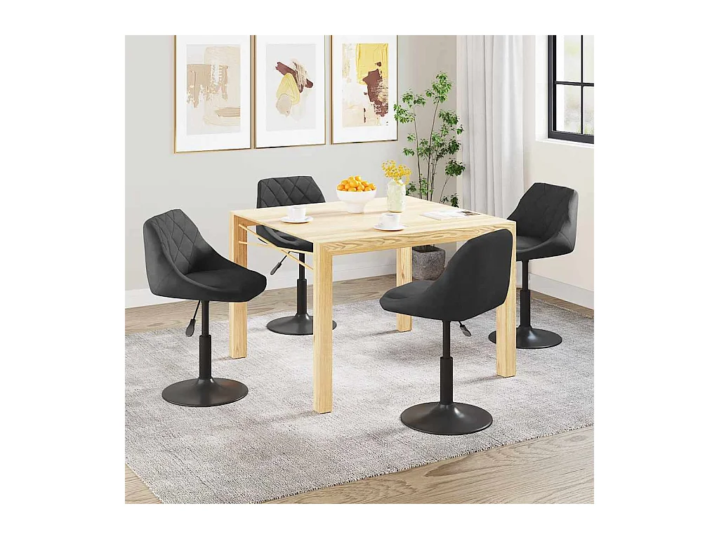 Chaises pivotantes à manger lot de 4 noir velours