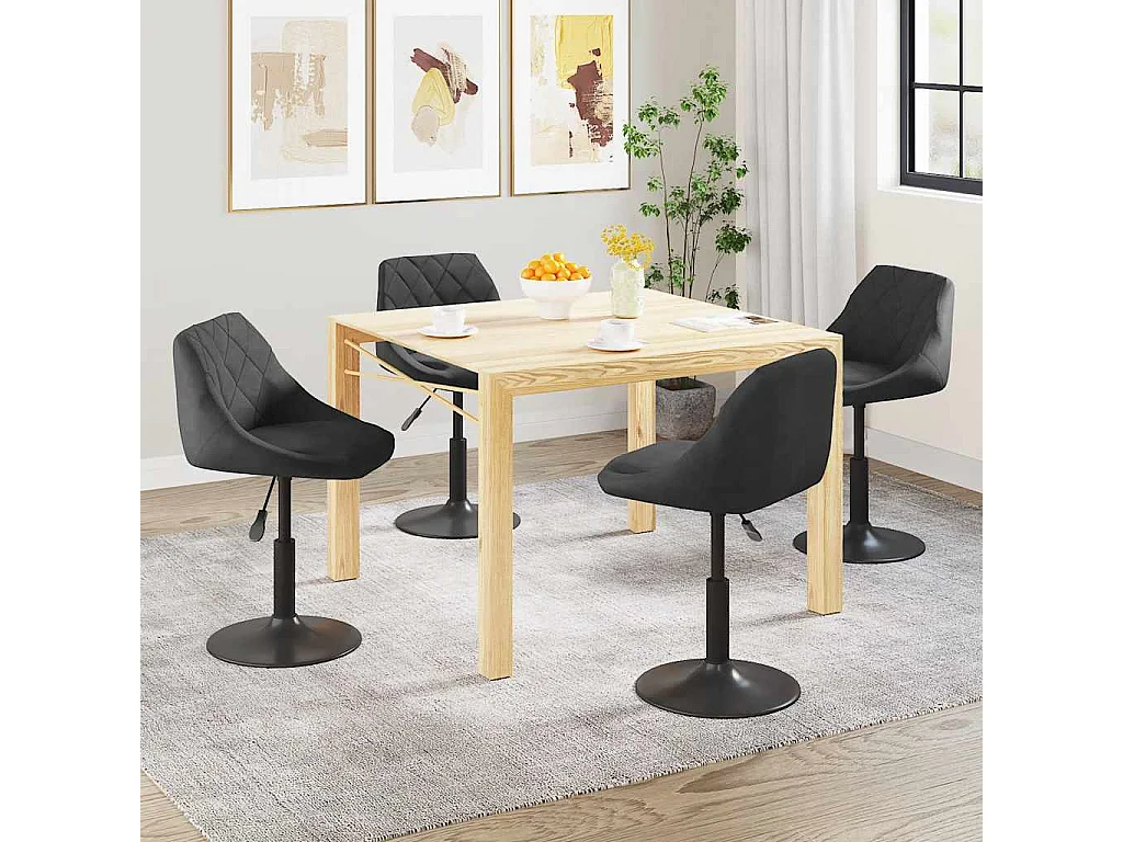 Chaises pivotantes à manger lot de 4 noir velours