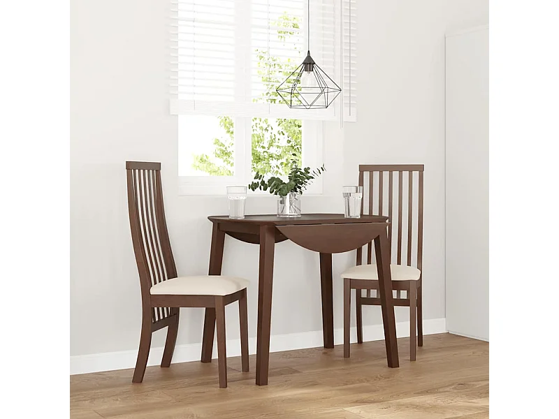 Chaises à manger coussins 2 pcs marron bois massif caoutchouc