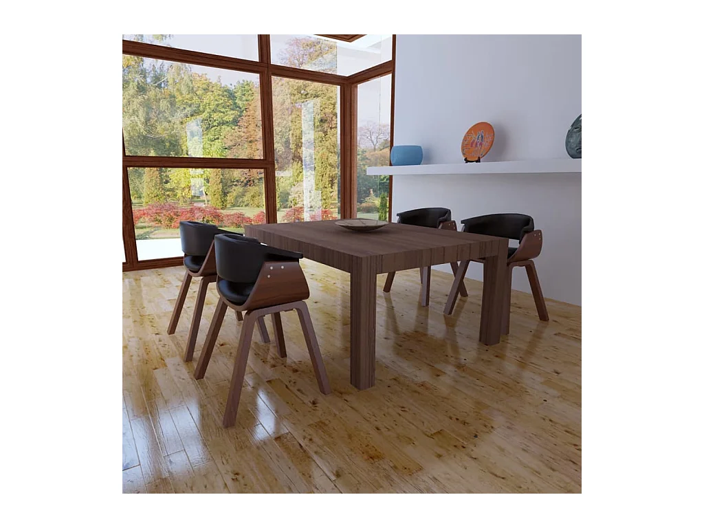 Chaises à manger lot de 4 bois courbé et similicuir