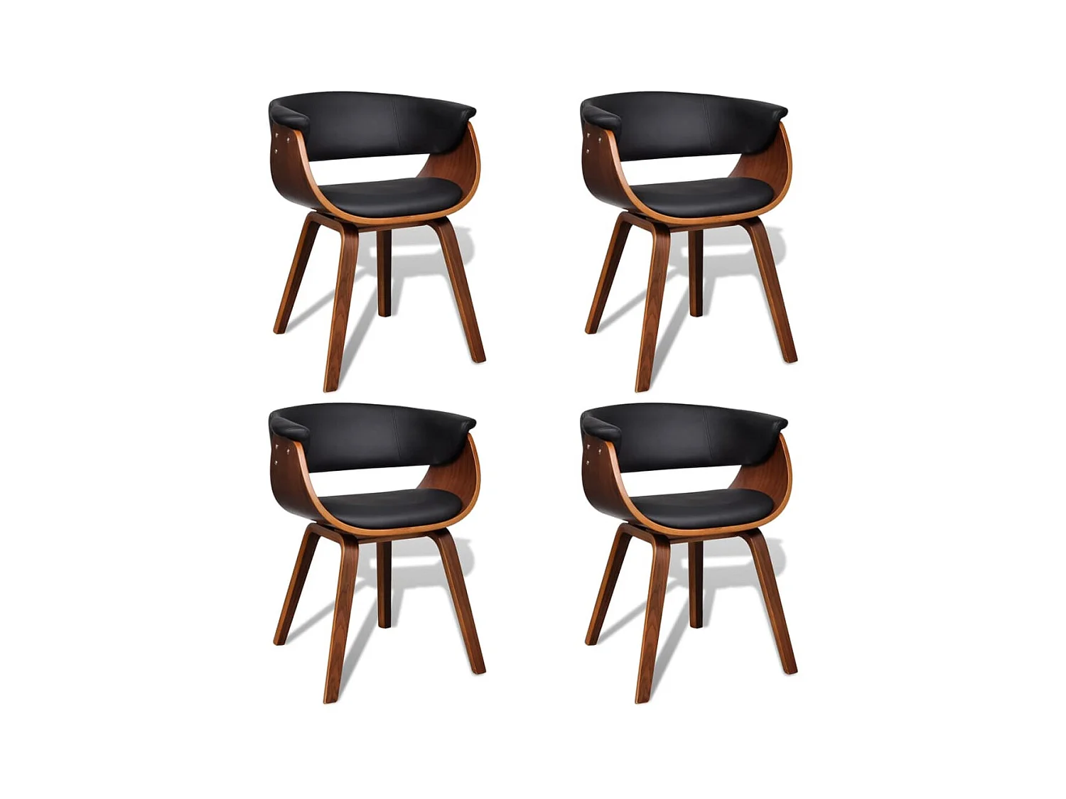 Chaises à manger lot de 4 bois courbé et similicuir