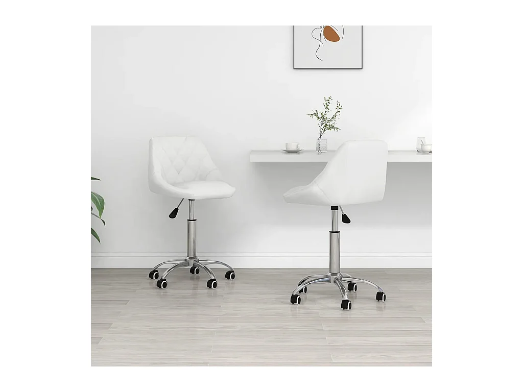 Chaises pivotantes à manger lot de 2 blanc similicuir