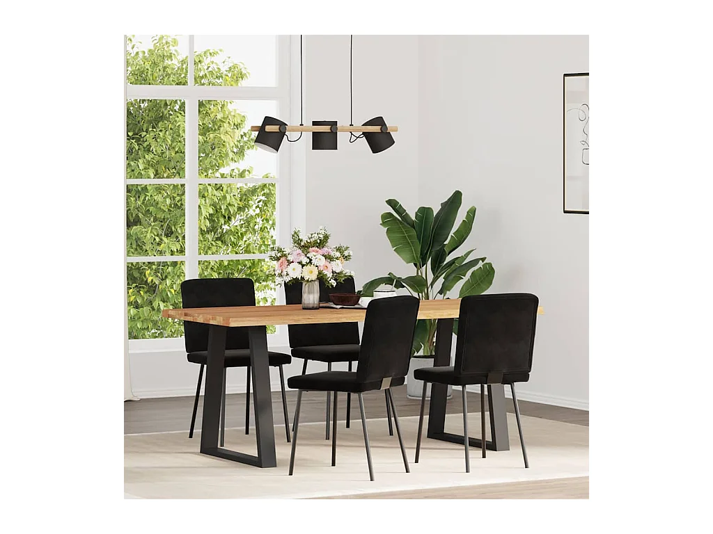 Juego de 4 sillas de comedor de terciopelo negro