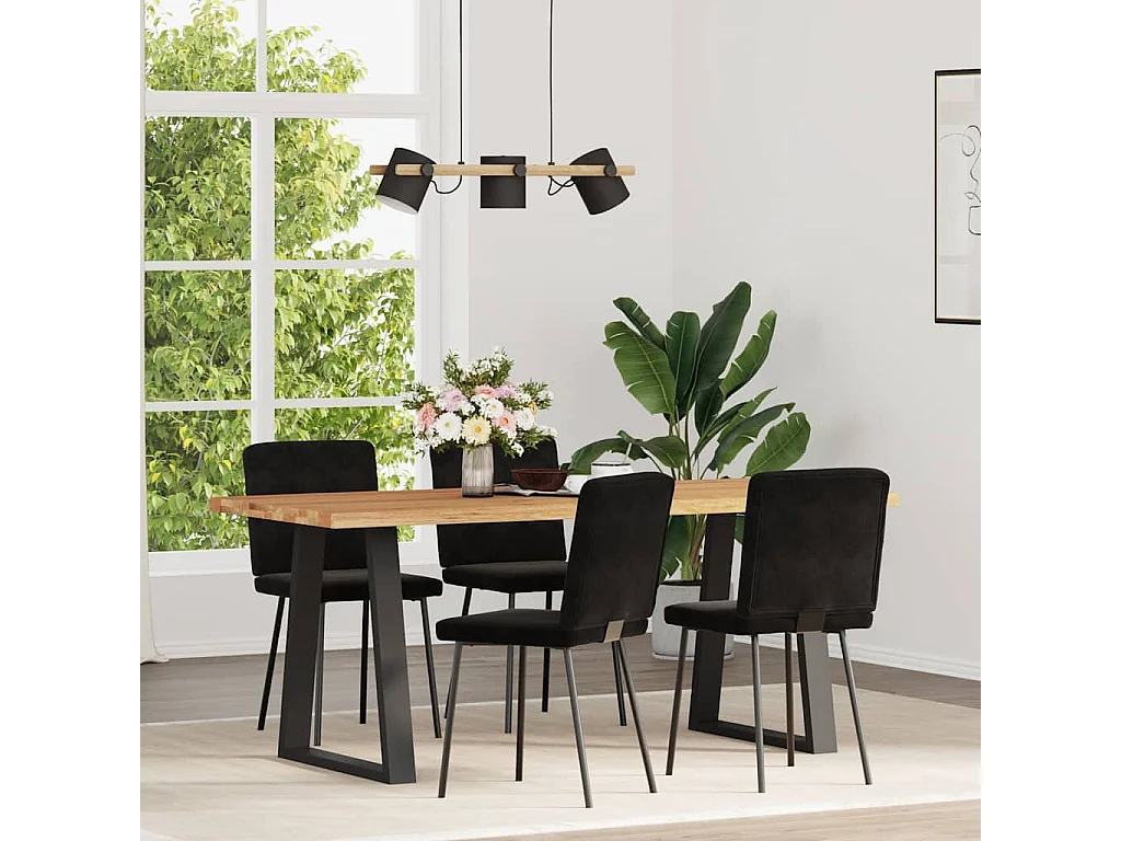 Chaises à manger lot de 4 Noir Velours