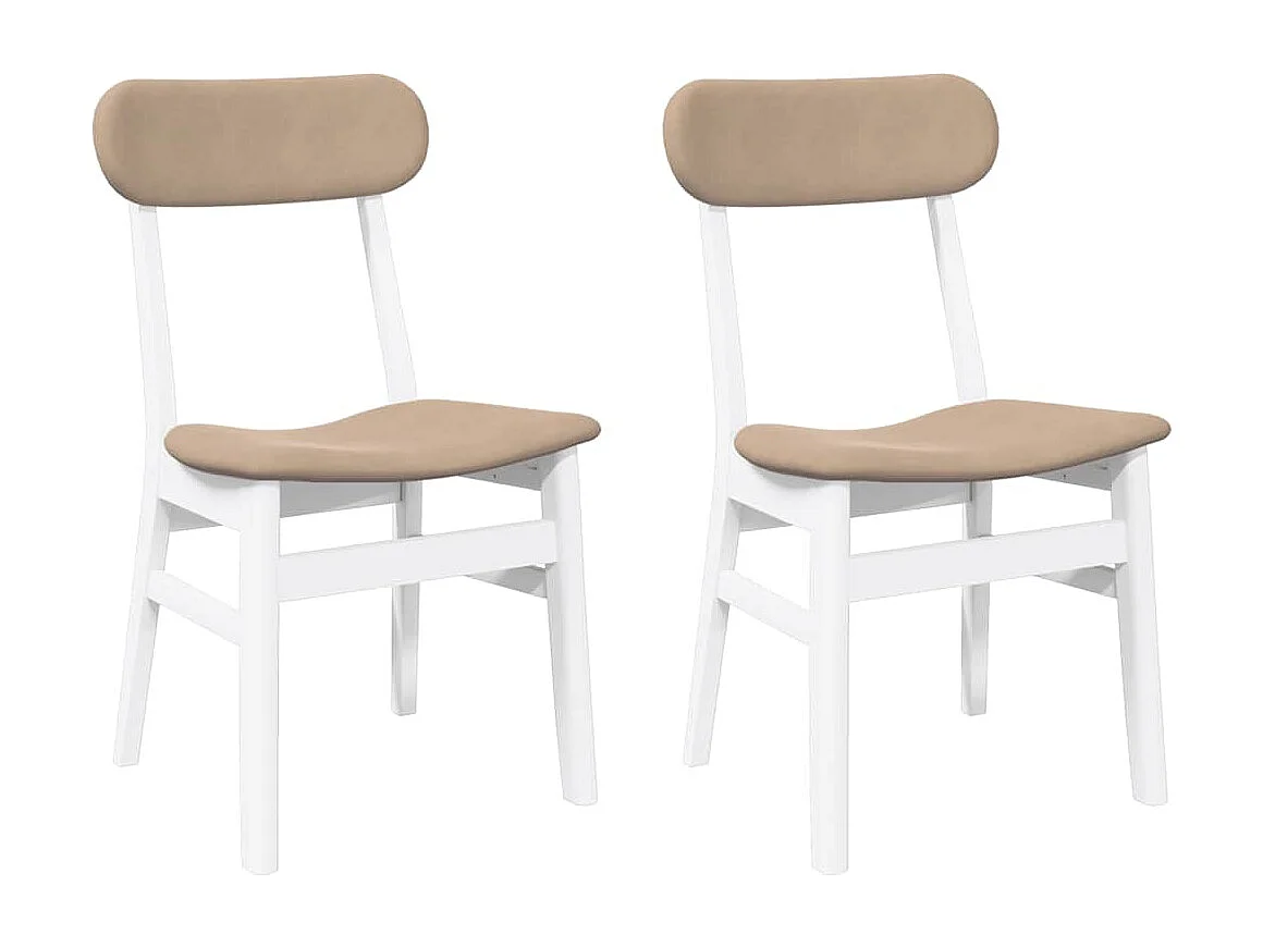 Chaises à manger coussins 2 pcs blanc bois massif caoutchouc