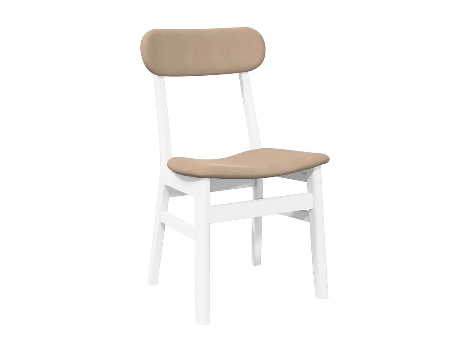 Chaises à manger coussins 2 pcs blanc bois massif caoutchouc