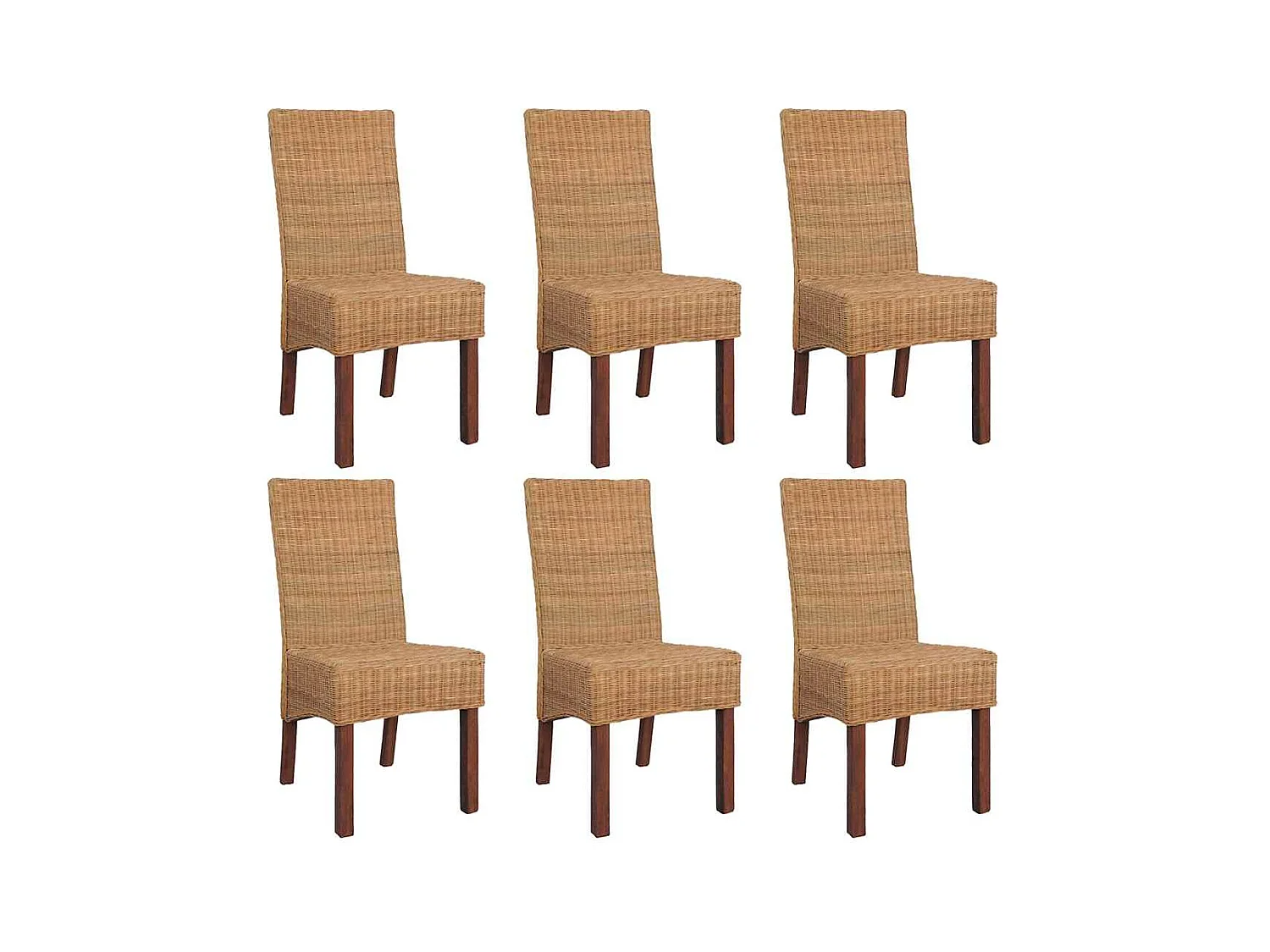 Eetkamerstoelen set van 6 bruin natuurlijk rotan