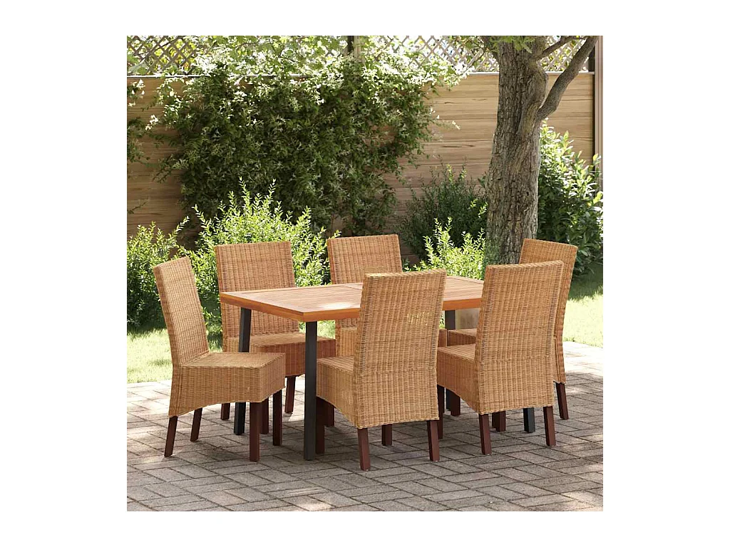 Eetkamerstoelen set van 6 bruin natuurlijk rotan