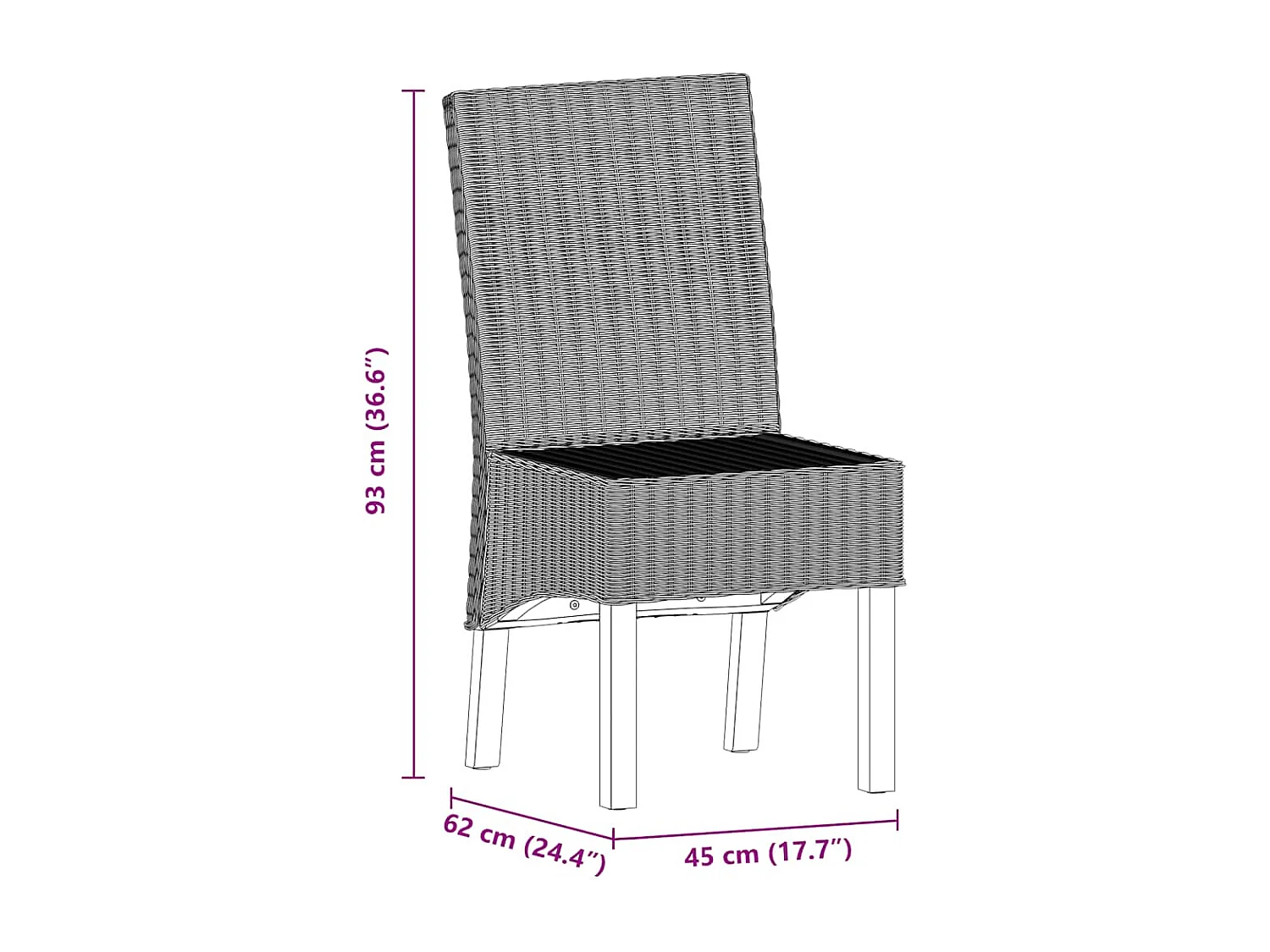 Chaises à manger lot de 6 marron rotin naturel