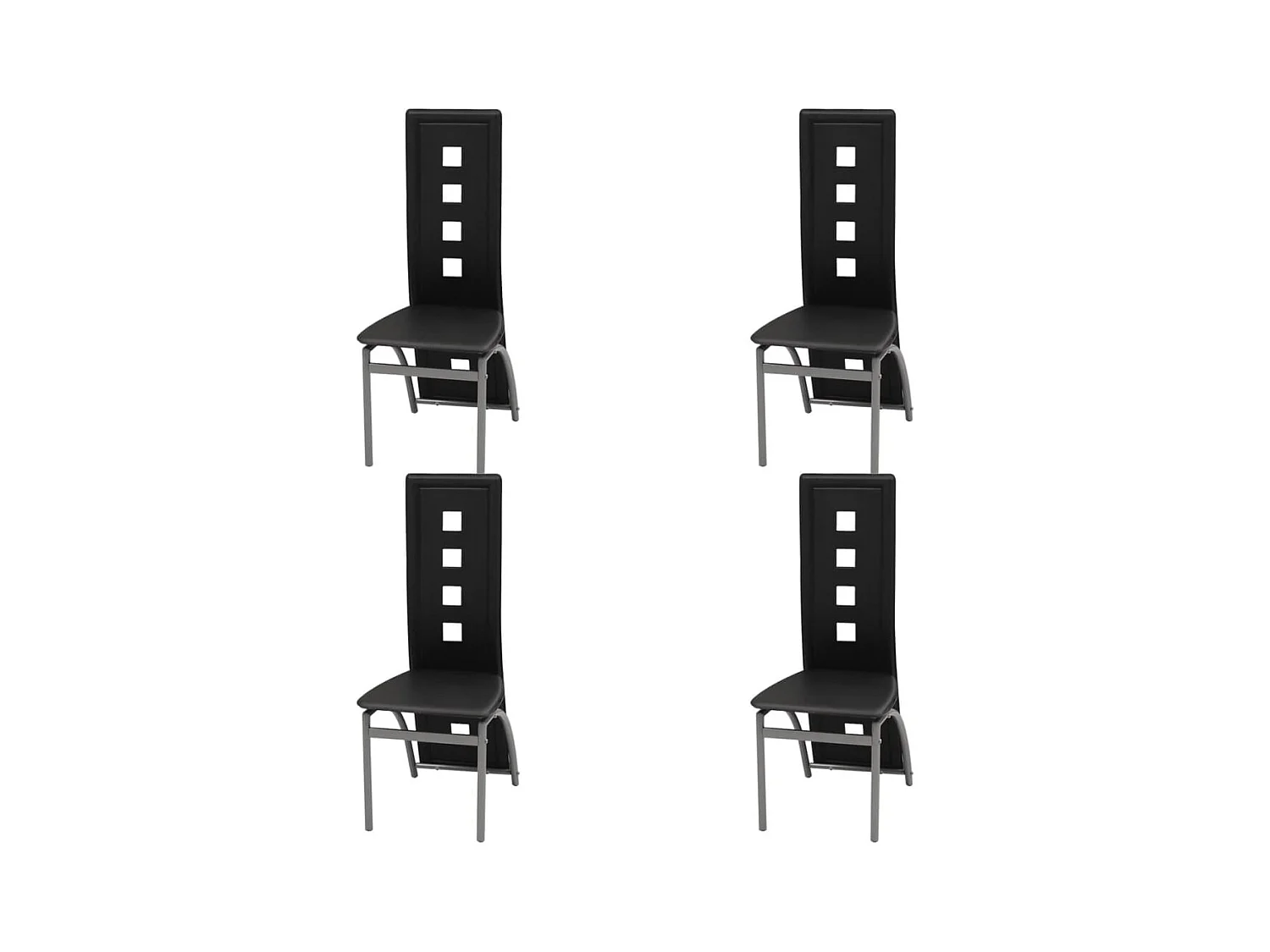 Juego de 4 sillas de comedor de piel sintética negra