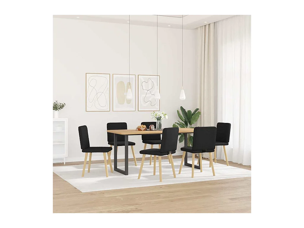 Eetkamerstoelen set van 6 zwarte stof