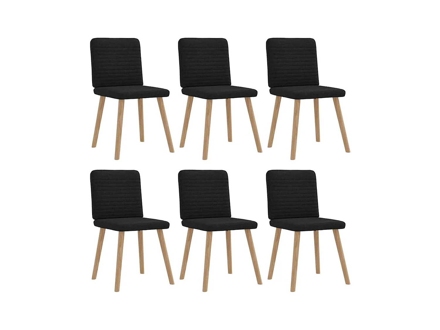 Chaises à manger lot de 6 noir tissu