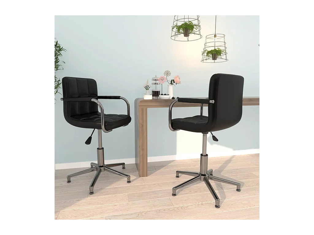 Chaises à manger pivotantes lot de 2 Noir Similicuir