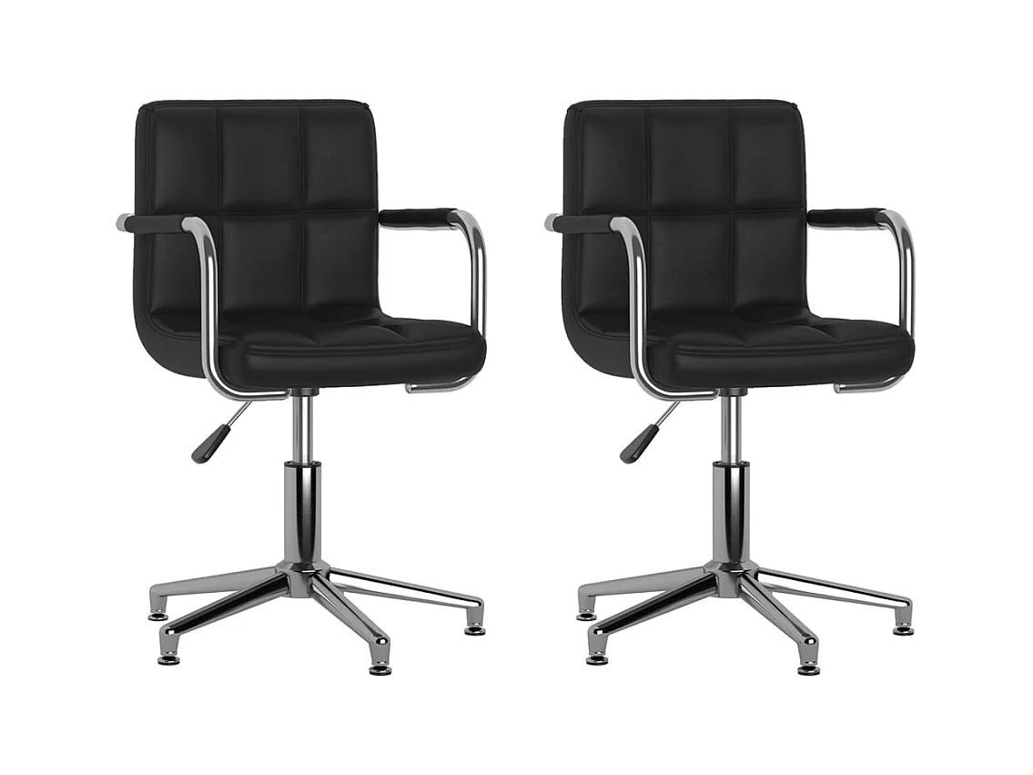 Juego de 2 sillas de comedor giratorias de piel sintética negra