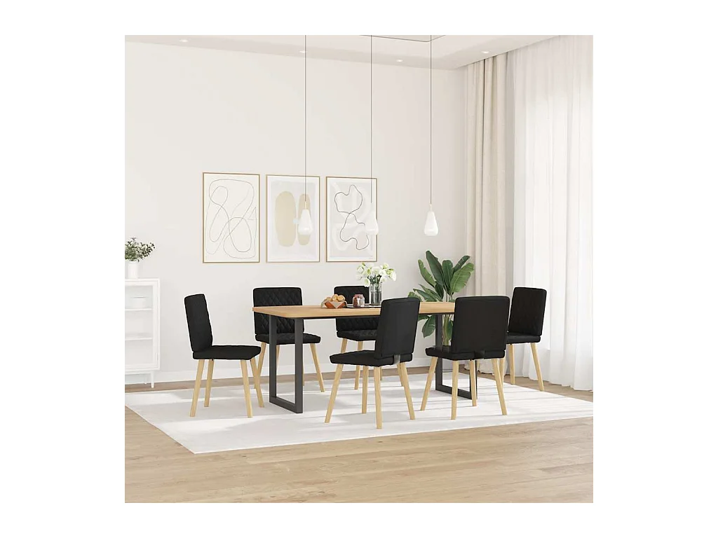 Juego de 6 sillas de comedor de tela negra