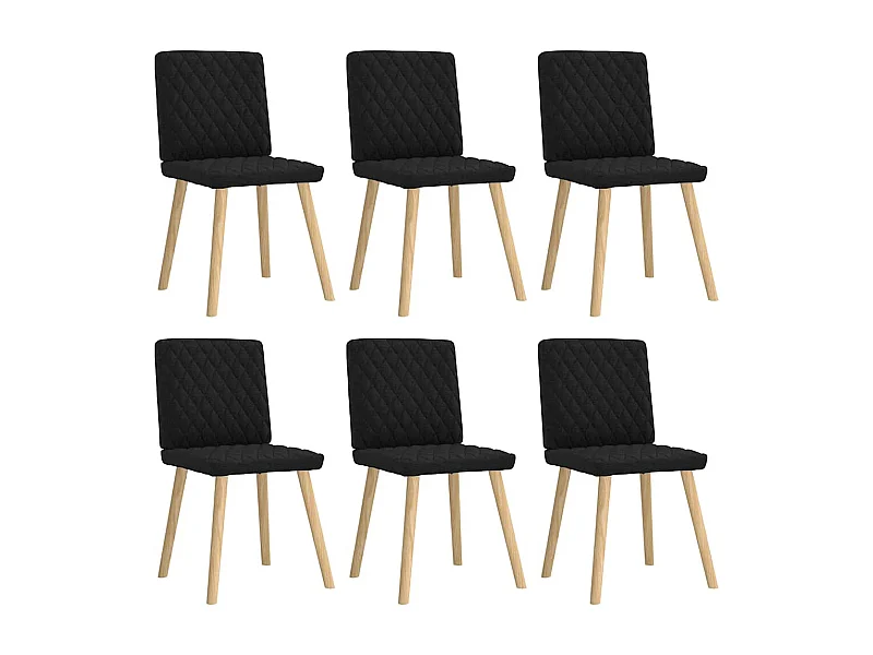 Chaises à manger lot de 6 noir tissu