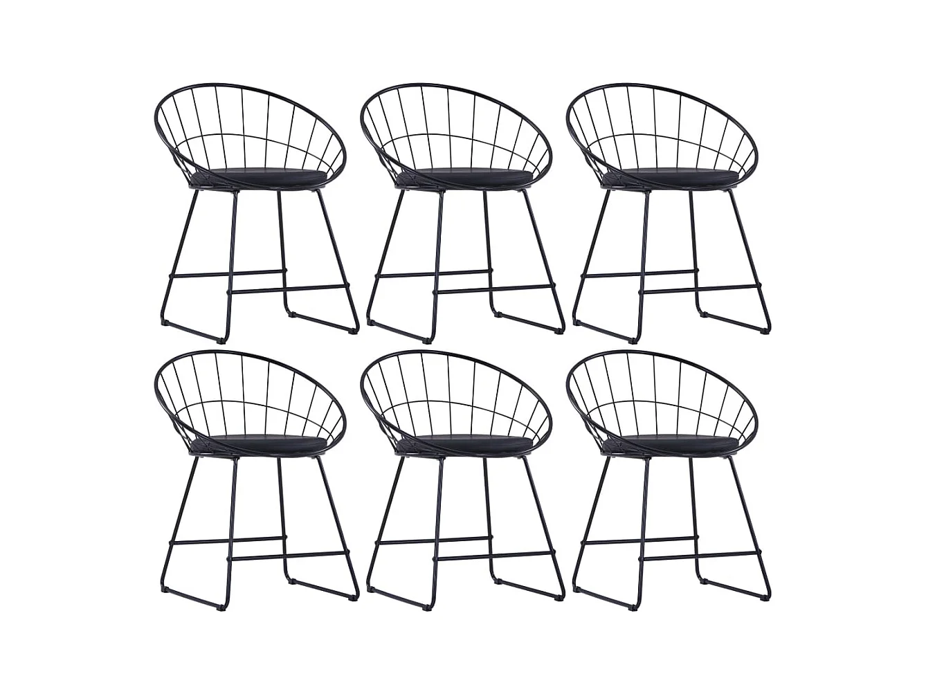 Chaises à manger similicuir lot de 6 noir acier