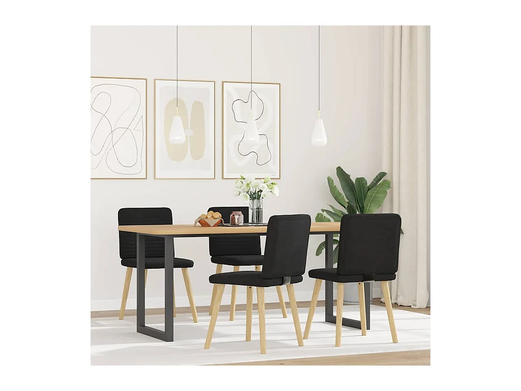 Chaises à manger lot de 4 noir tissu