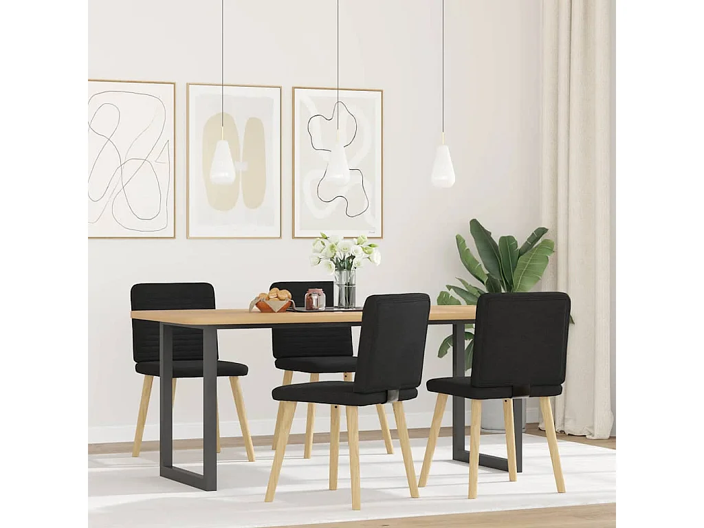 Chaises à manger lot de 4 noir tissu