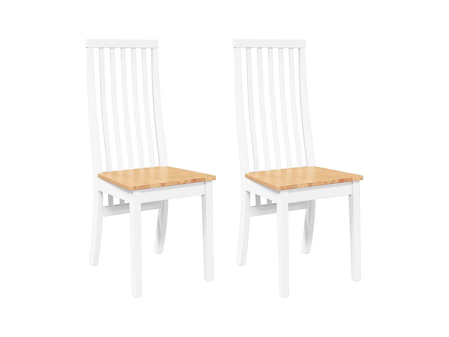 Sedie da pranzo 2 pezzi in legno massello di gomma bianco