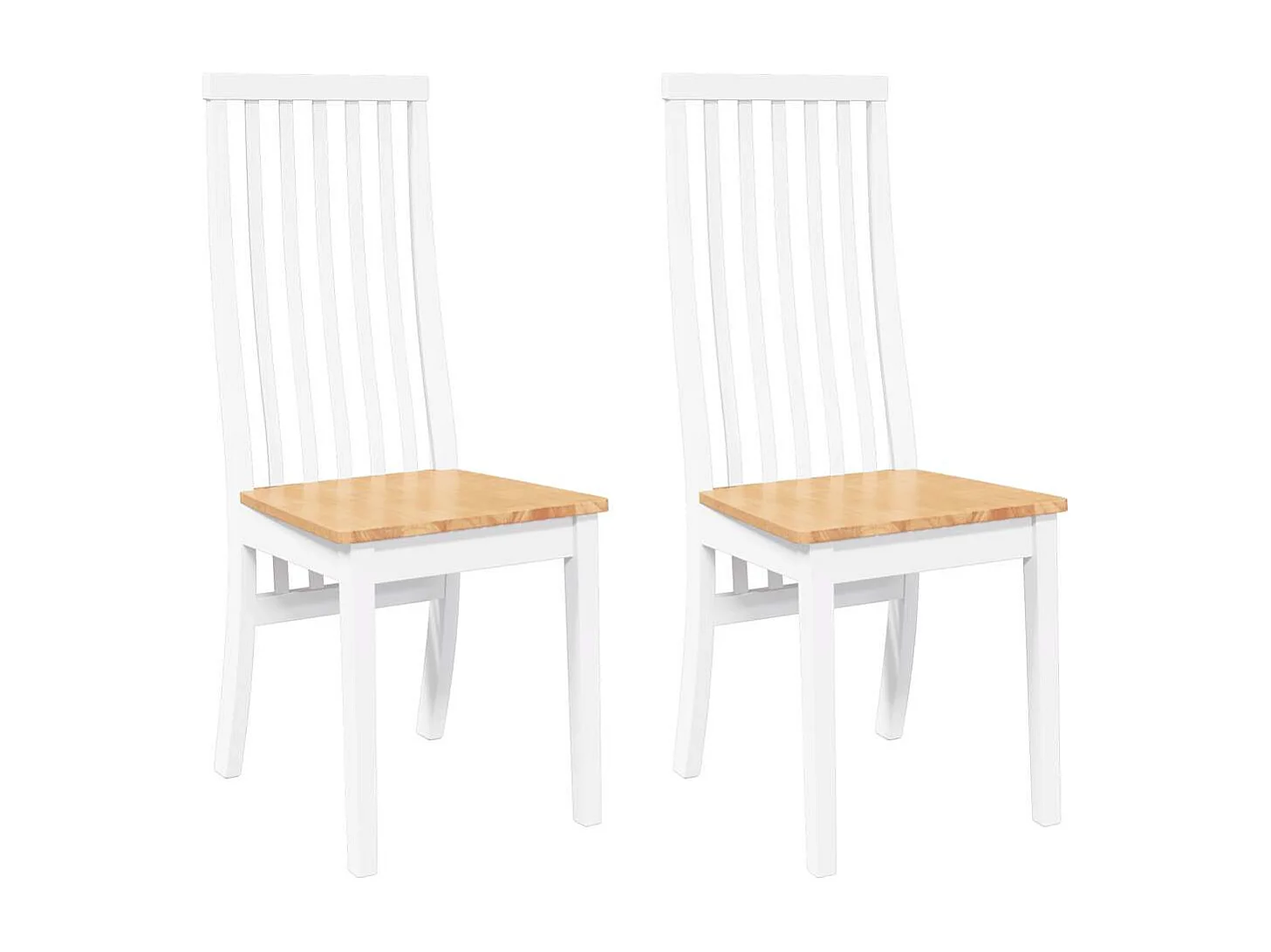Sedie da pranzo 2 pezzi in legno massello di gomma bianco