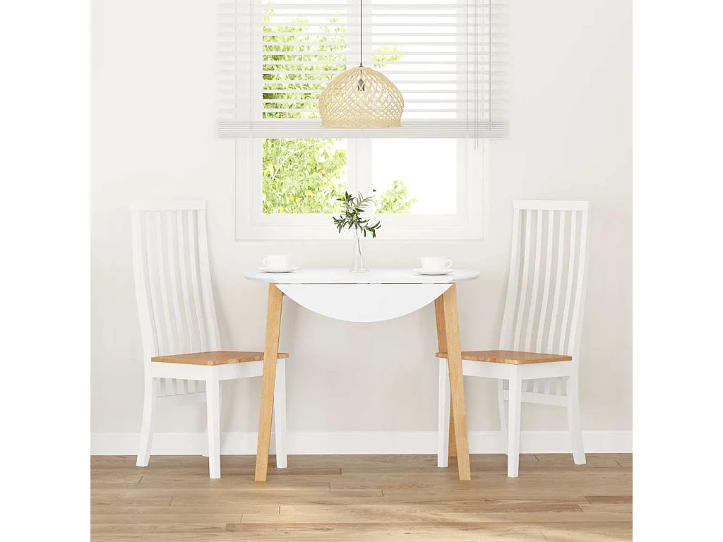 Sedie da pranzo 2 pezzi in legno massello di gomma bianco