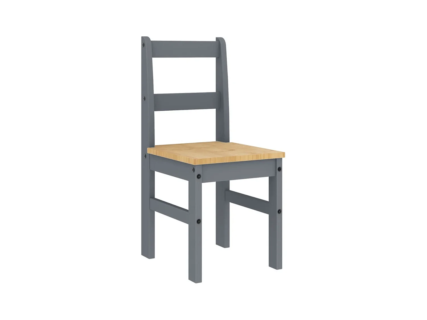 Set di 2 sedie da pranzo Panama in legno massello di pino grigio