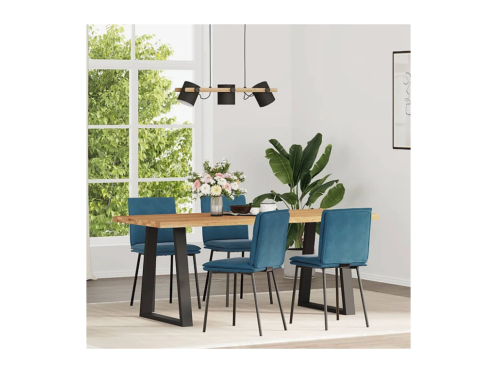 Juego de 4 sillas de comedor de terciopelo azul