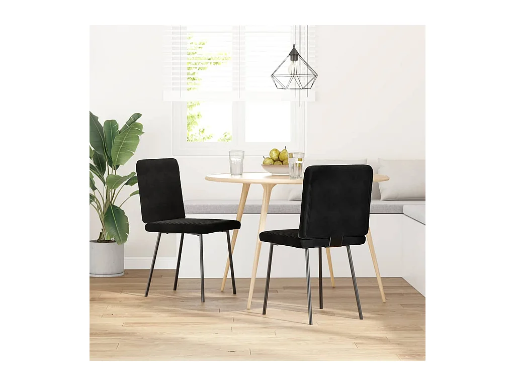 Chaises à manger lot de 2 Noir Velours