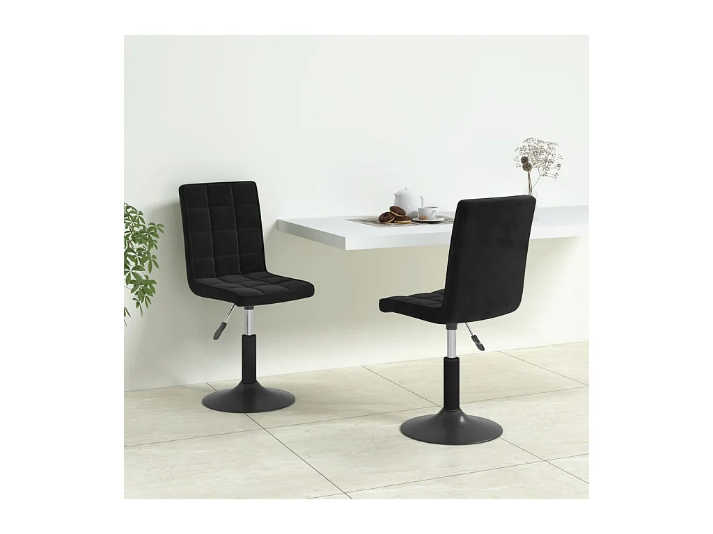 Chaises pivotantes à manger lot de 2 noir velours