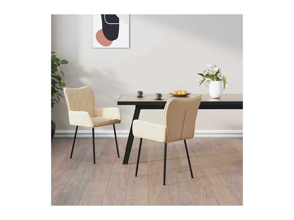 Chaises à manger lot de 2 crème tissu