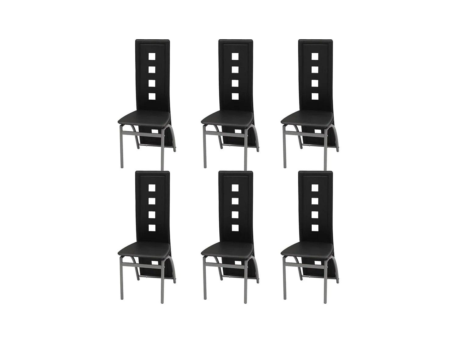 Chaises à manger lot de 6 noir similicuir