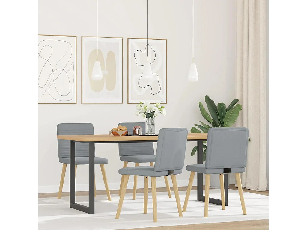 Chaises à manger lot de 4 gris clair tissu