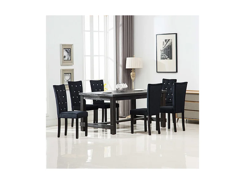 Chaises à manger lot de 6 noir velours
