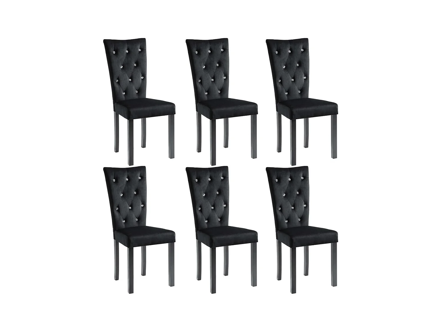 Juego de 6 sillas de comedor de terciopelo negro