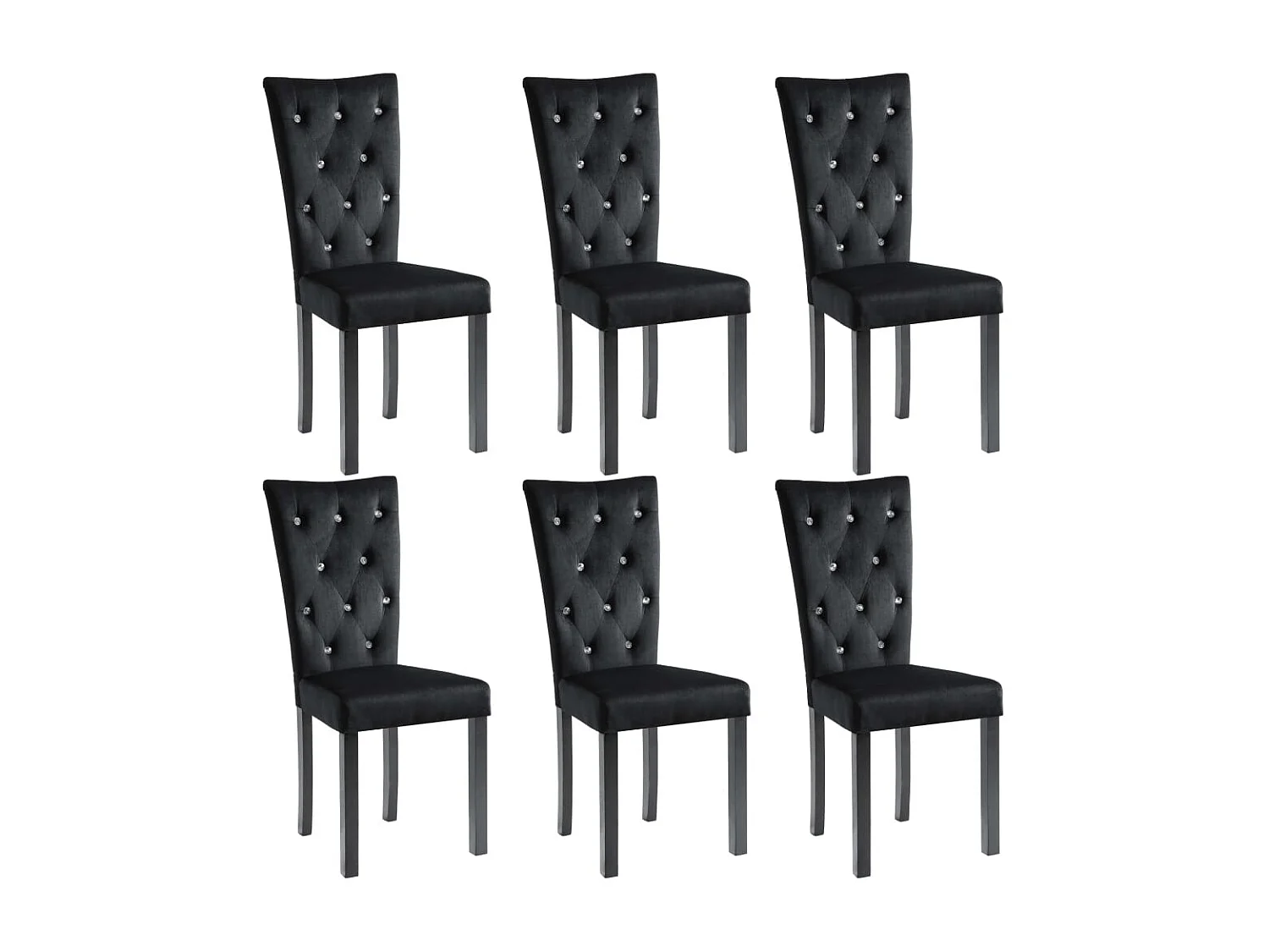 Juego de 6 sillas de comedor de terciopelo negro