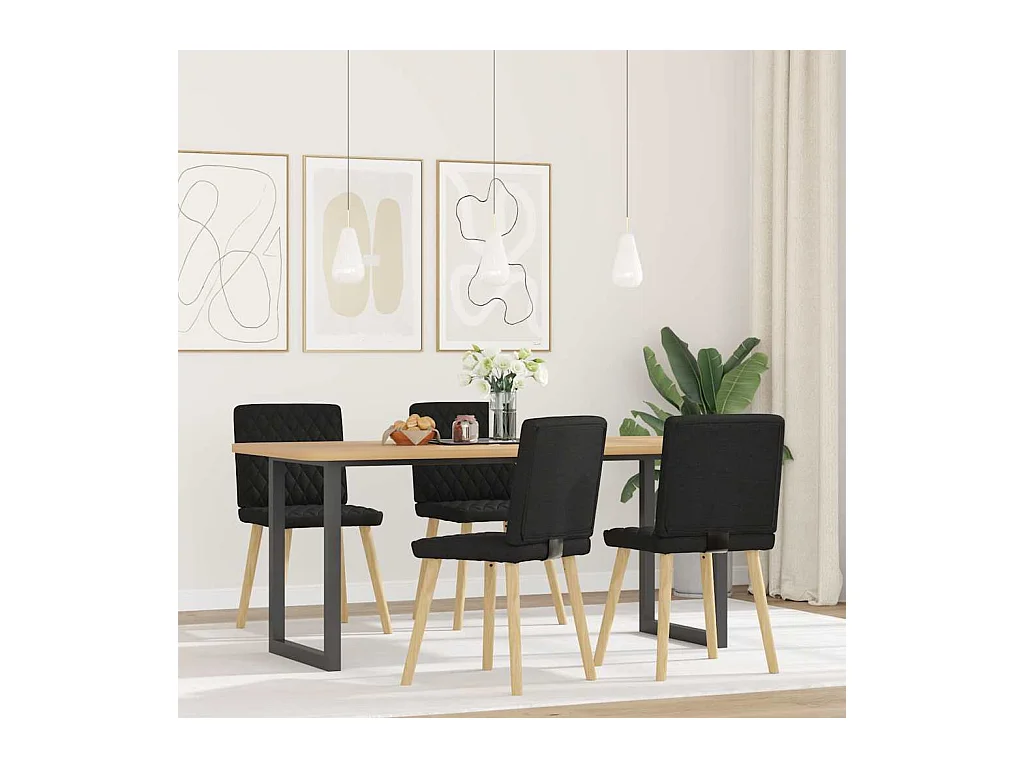 Chaises à manger lot de 4 noir tissu