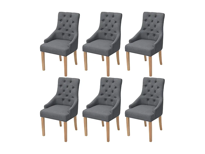 Eetkamerstoelen set van 6 donkergrijze stof