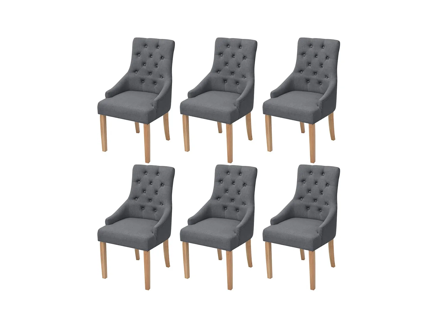 Eetkamerstoelen set van 6 donkergrijze stof