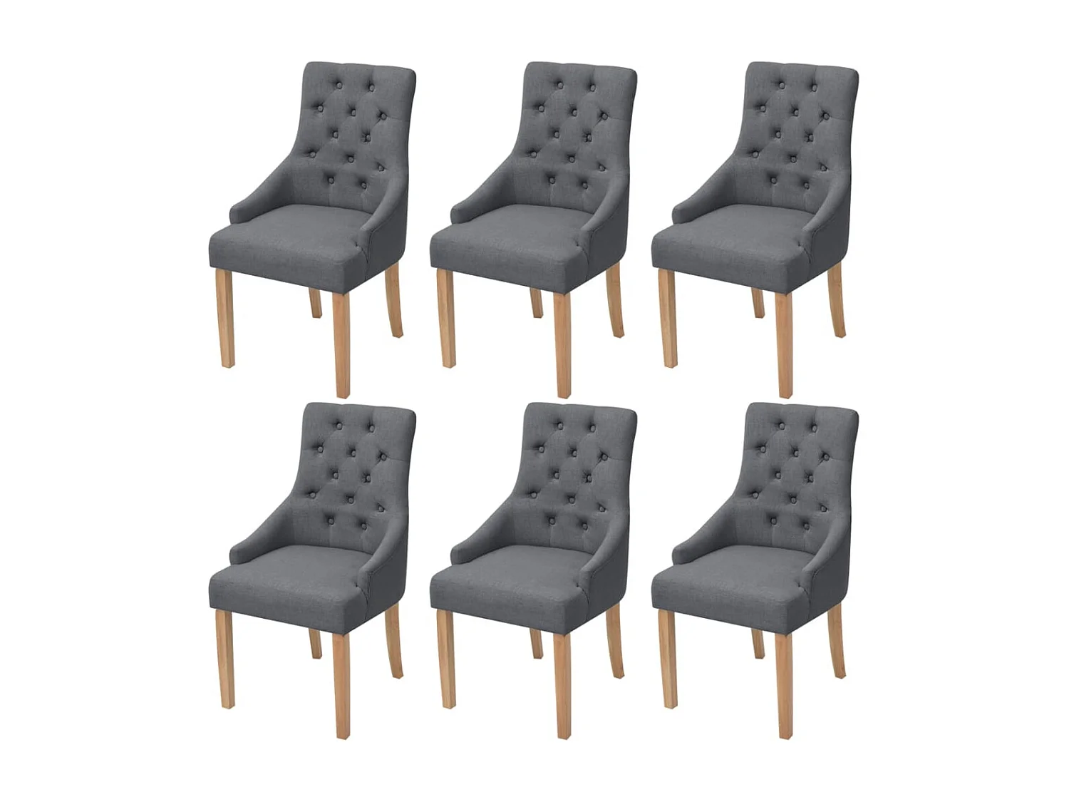 Chaises à manger lot de 6 gris foncé tissu