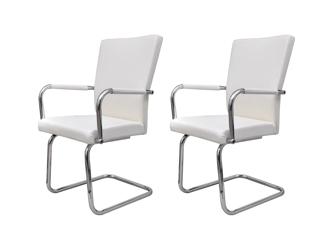 Chaises à manger cantilever lot de 2 blanc similicuir