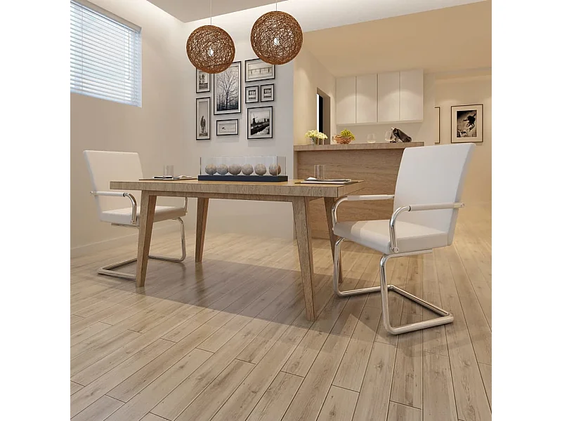 Cantilever eetkamerstoelen set van 2 wit kunstleer