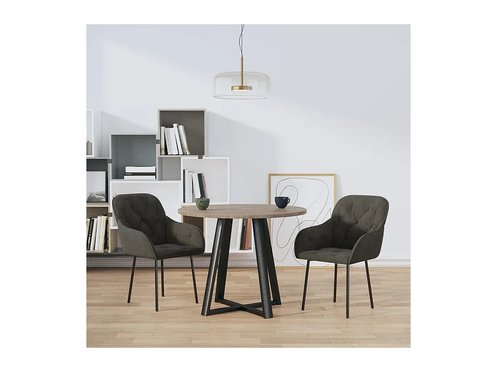 Set di 2 sedie da pranzo in velluto grigio scuro