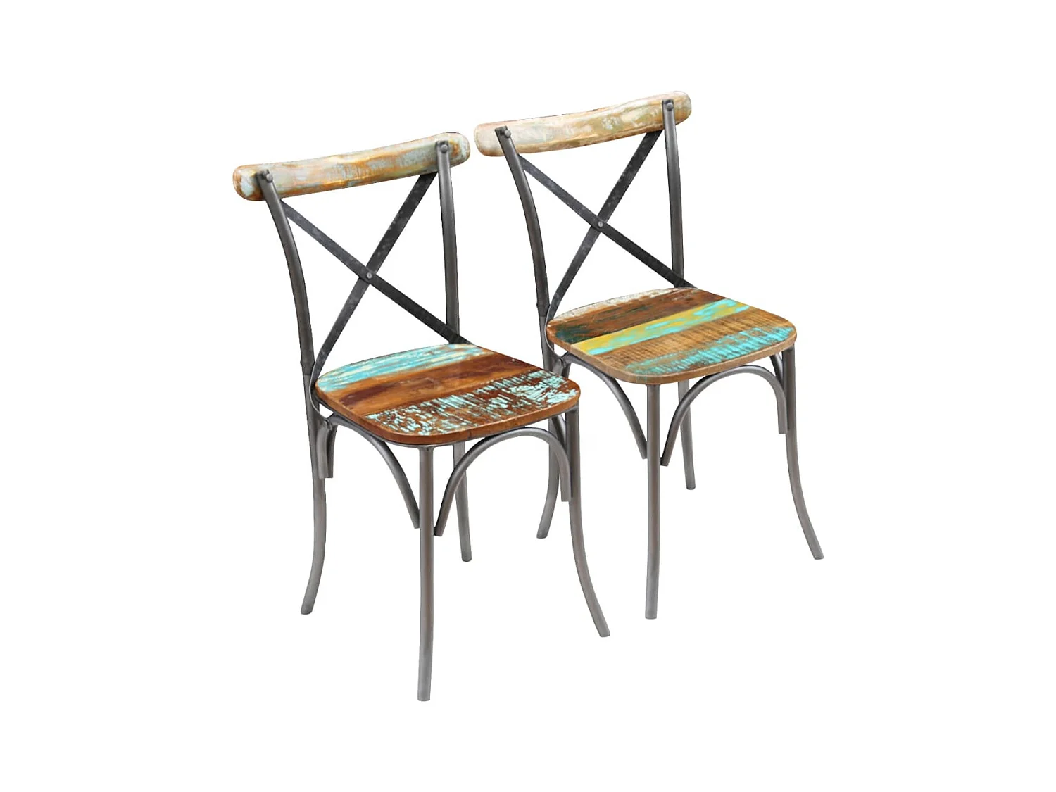 Chaises à manger lot de 2 bois de récupération solide